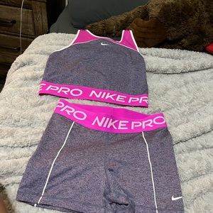 Nike pro set crop top and shorts